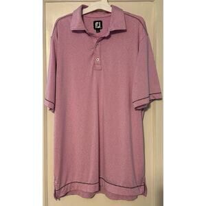 Footjoy FJ Mens Striped Short Sleeve Polo Shirt Golf Performance Pink Medium